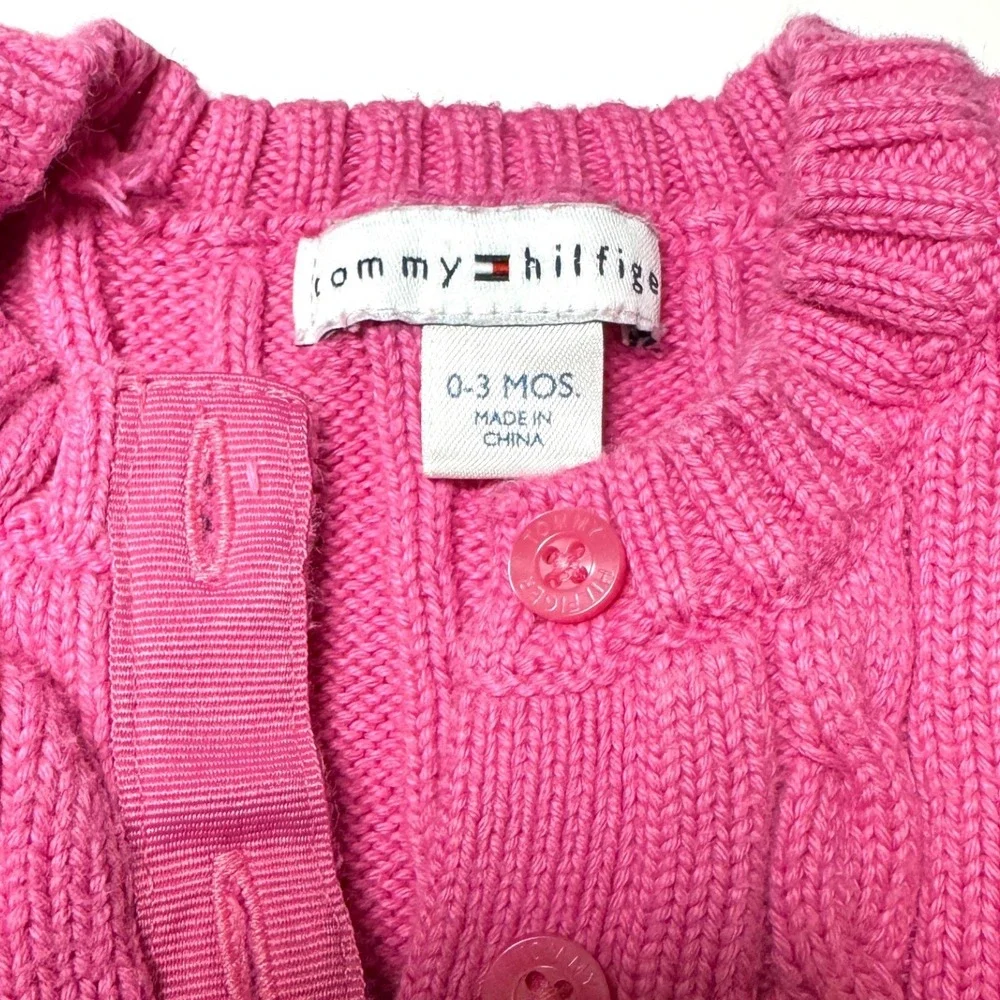 Tommy Hilfiger Baby Girl 0-3M Pink Cable Knit Cardigan Janie Jack Dress Bloomers
